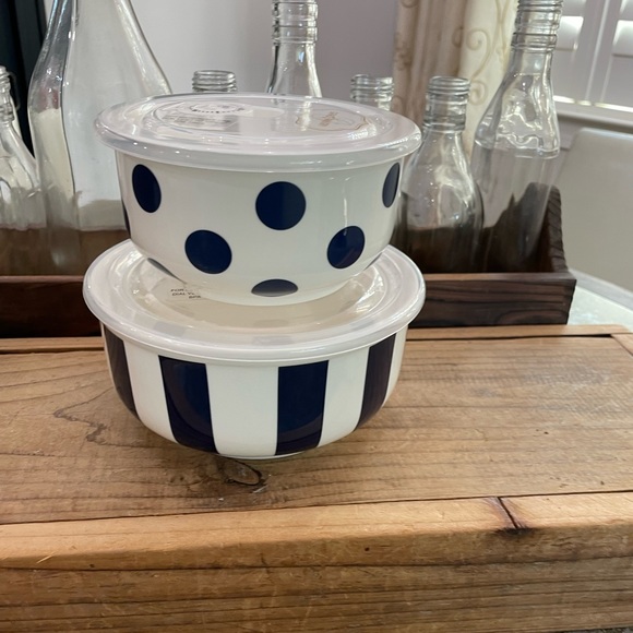 Grace Pantry” Round Striped/Polka Dot Food storage containers 
Porcelain - Picture 2 of 7